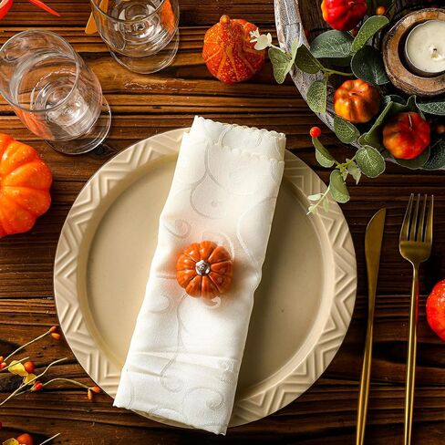 Geelin Pumpkin Napkin Weight Orange and Silver Ceramics 2 Inch H Sturdy Napkins Weight Decoration for Fall Thanksgiving Party Decor Holiday Handmade Gifts in Saudi Arabia