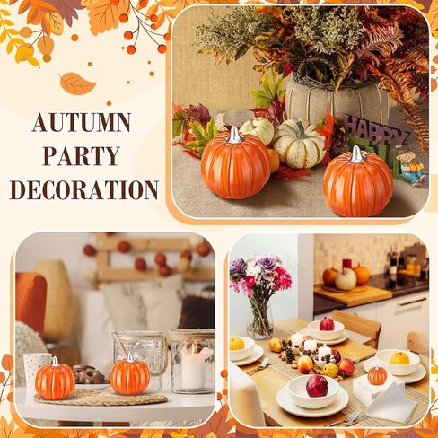 Geelin Pumpkin Napkin Weight Orange and Silver Ceramics 2 Inch H Sturdy Napkins Weight Decoration for Fall Thanksgiving Party Decor Holiday Handmade Gifts in Saudi Arabia