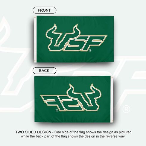 Desert Cactus University of South Florida USF Flag - 3 × 5 أقدام لافتة الثيران ، نسيج داخلي/خارجي متين ، تصميم البوليستر 100 ٪ (النمط 1) in Saudi Arabia