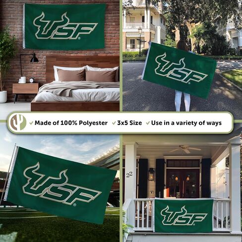 Desert Cactus University of South Florida USF Flag - 3 × 5 أقدام لافتة الثيران ، نسيج داخلي/خارجي متين ، تصميم البوليستر 100 ٪ (النمط 1) in Saudi Arabia