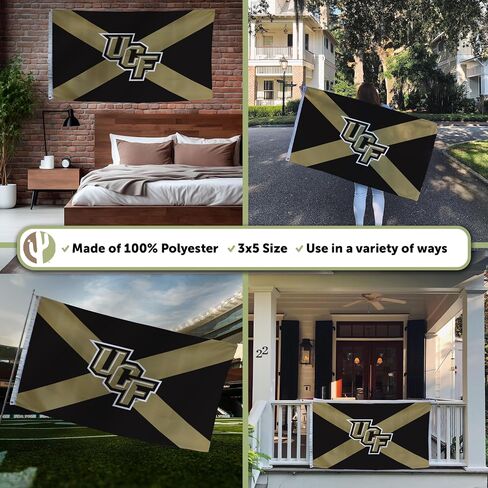 Desert Cactus University of Central Florida UCF Flag - 3 × 5 أقدام لافتة الفرسان الذهبية ، النسيج المتين الداخلي/الخارجي ، تصميم البوليستر بنسبة 100 ٪ (النمط Z) in Saudi Arabia