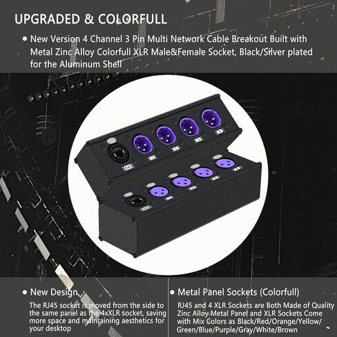 Upgraded 4 Channel 3 Pin Multi Network XLR Cable Breakout for Stage Sound Lighting and Recording Studio XLR Male and Female to RJ45 Ethercon with Colorfull Sockets (VT-C1021-C1022) in Kuwait
