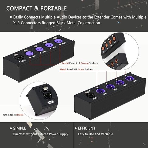 Upgraded 4 Channel 3 Pin Multi Network XLR Cable Breakout for Stage Sound Lighting and Recording Studio XLR Male and Female to RJ45 Ethercon with Colorfull Sockets (VT-C1021-C1022) in Kuwait