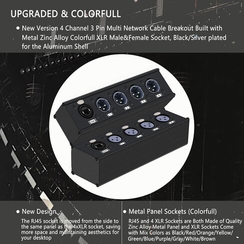 Upgraded 4 Channel 3 Pin Multi Network XLR Cable Breakout for Stage Sound Lighting and Recording Studio XLR Male and Female to RJ45 Ethercon with Colorfull Sockets (VT-C1021-C1022) in Kuwait