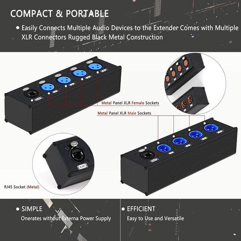 Upgraded 4 Channel 3 Pin Multi Network XLR Cable Breakout for Stage Sound Lighting and Recording Studio XLR Male and Female to RJ45 Ethercon with Colorfull Sockets (VT-C1021-C1022) in Kuwait