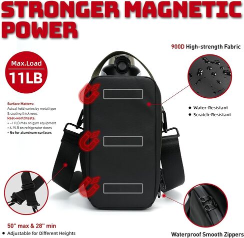 Magnetic Gym Bag - 11LB Ultra-Strong Force, Large 50oz Bottle Holder with Towel Loop, Magnetic Gym Water Bottle Bag For Gym Fitness, Workout, Outdoor in Saudi Arabia
