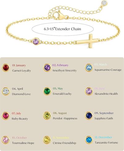 Birthstone Gold Bracelets for Women Non Tarnish Trendy Dainty Charm Cross Bracelet Stack Friendship Bracelets Gold Jewelry in Kuwait
