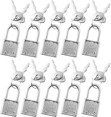 10 PCS Suitcase Locks with Keys, Luggage Locks Silver Padlock with Key Metal Padlock with Key Mini Travel Lock Backpack Lock for Jewelry Boxes Decor Backpack Travel in Saudi Arabia