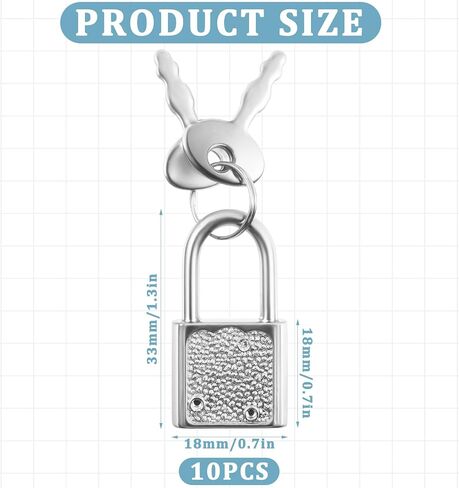 10 PCS Suitcase Locks with Keys, Luggage Locks Silver Padlock with Key Metal Padlock with Key Mini Travel Lock Backpack Lock for Jewelry Boxes Decor Backpack Travel in Saudi Arabia