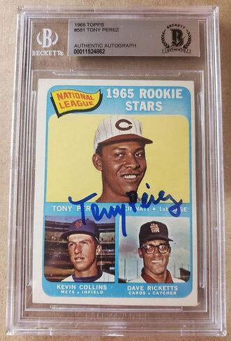 Autographed 1965 Topps Tony Perez Cincinnati s #581 Beckett Slabbed - Baseball Slabbed Autographed Cards in Saudi Arabia