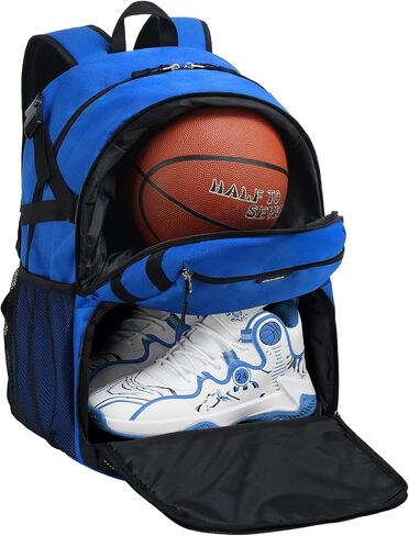Basketball Backpack with Shoe Compartment Large Basketball Bag with Ball Holder for Men Women Gym Backpack fit Volleyball Football for Sports Travel Gym - Blue in Saudi Arabia