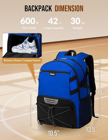 Basketball Backpack with Shoe Compartment Large Basketball Bag with Ball Holder for Men Women Gym Backpack fit Volleyball Football for Sports Travel Gym - Blue in Saudi Arabia