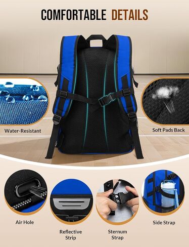 Basketball Backpack with Shoe Compartment Large Basketball Bag with Ball Holder for Men Women Gym Backpack fit Volleyball Football for Sports Travel Gym - Blue in Saudi Arabia