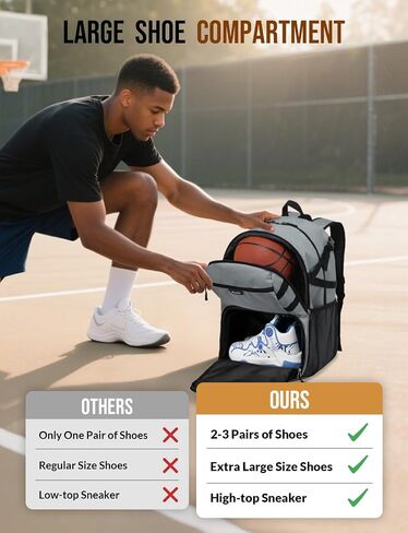 Basketball Backpack with Shoe Compartment Large Basketball Bag with Ball Holder for Men Women Gym Backpack fit Volleyball Football for Sports Travel Gym - Blue in Saudi Arabia