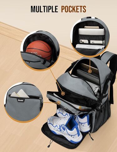 Basketball Backpack with Shoe Compartment Large Basketball Bag with Ball Holder for Men Women Gym Backpack fit Volleyball Football for Sports Travel Gym - Blue in Saudi Arabia