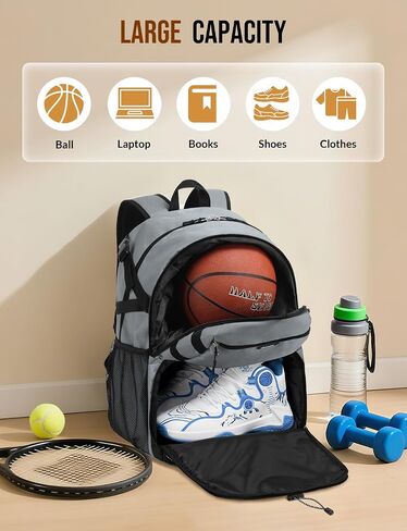 Basketball Backpack with Shoe Compartment Large Basketball Bag with Ball Holder for Men Women Gym Backpack fit Volleyball Football for Sports Travel Gym - Blue in Saudi Arabia