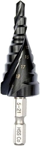 1Pcs M35 Cobalt Step Drill 4-12/4-20/4-22/5-21/5-27mm TiAIN Drill Bit Spiral Groove Quick Change Shank for Stainless Steel(5-27mm(12 Steps)) in Kuwait