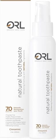 ORL Fluoride-Free, Natural Hydroxyapatite Toothpaste with Organic Xylitol. Helps Strengthen Teeth, Prevent Cavities, Non-Toxic Ingredients. Natural Fresh Mint Flavor 4 oz. Made is USA in Saudi Arabia