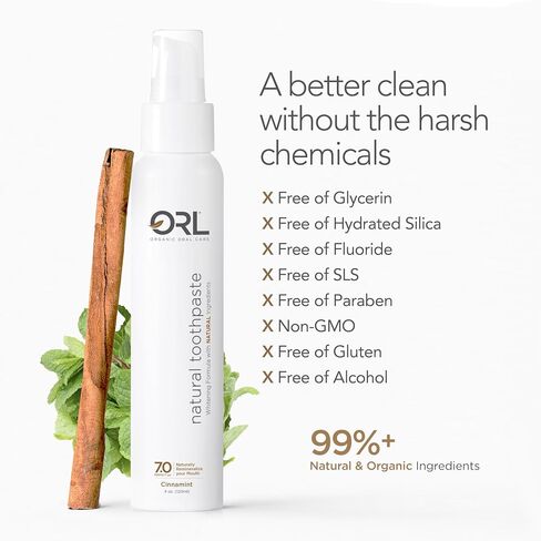ORL Fluoride-Free, Natural Hydroxyapatite Toothpaste with Organic Xylitol. Helps Strengthen Teeth, Prevent Cavities, Non-Toxic Ingredients. Natural Fresh Mint Flavor 4 oz. Made is USA in Saudi Arabia