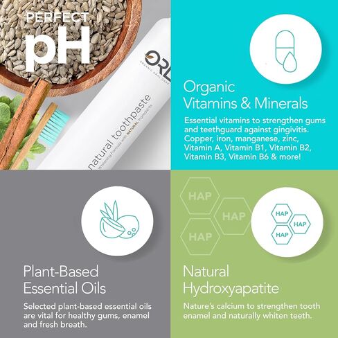 ORL Fluoride-Free, Natural Hydroxyapatite Toothpaste with Organic Xylitol. Helps Strengthen Teeth, Prevent Cavities, Non-Toxic Ingredients. Natural Fresh Mint Flavor 4 oz. Made is USA in Saudi Arabia