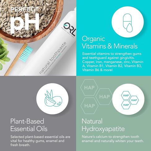 ORL Fluoride-Free, Natural Hydroxyapatite Toothpaste with Organic Xylitol. Helps Strengthen Teeth, Prevent Cavities, Non-Toxic Ingredients. Natural Fresh Mint Flavor 4 oz. Made is USA in Kuwait