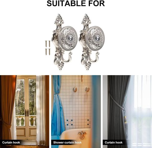 Magiclulu 2pcs الستائر الزخرفية السنانير عتيقة سبيكة مع تصميم الحجر الراين تصميمات أنيقة لقبعات الستائر والديكور المنزلي والإكسسوارات الإبداعية in Saudi Arabia