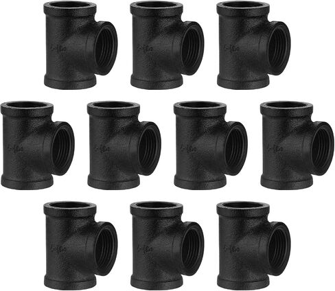 3/4 "TEE الأسود ، DN20 ملقم داخلي ملعب الحديد المرن لـ Steampunk خمر الرف قوس DIY الأثاث أنبوب السباكة (10 ، 3/4 بوصة أسود) in Kuwait