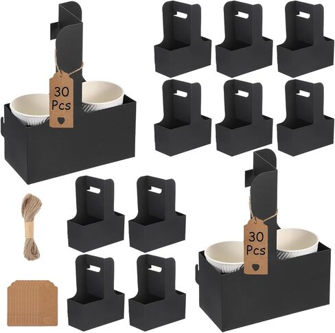 10 حزمة 2 كوب حامل شرب يمكن التخلص منها مع مقبض مقبض القهوة كوب حامل محمول للمشروبات الباردة الساخنة خدمات توصيل الطعام مع بطاقة القلب لتقدير المعلم عيد الأم عيد الأم in Kuwait