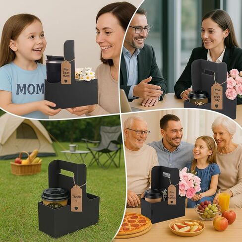 10 حزمة 2 كوب حامل شرب يمكن التخلص منها مع مقبض مقبض القهوة كوب حامل محمول للمشروبات الباردة الساخنة خدمات توصيل الطعام مع بطاقة القلب لتقدير المعلم عيد الأم عيد الأم in Kuwait