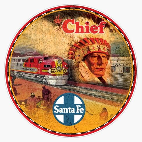 Santa Fe Railroad Chief Sticker Pumper Sticker Vinyl Decal 5 " in Saudi Arabia
