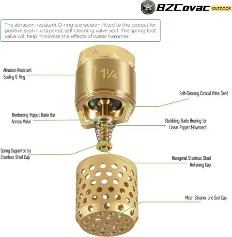 2-Inch Brass Foot Valve with Mesh Strainer, Universal One-Way Female NPT Check Valve with Backflow Prevention, Lead-Free Brass Construction for Irrigation and Water Pump Systems in Saudi Arabia