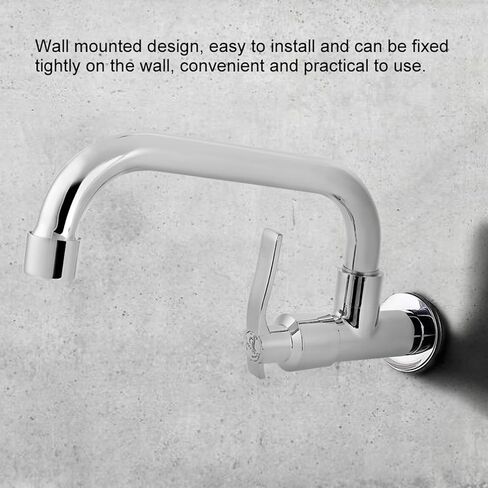 Kitchen Faucet, Wall Mounted Sink Faucet Single Cold Water Tap Hand Washing Basin Accessories for Home Kitchen Bathroom Laundry Room Garden Washing Machine (LQ-3093 20cm) in Saudi Arabia
