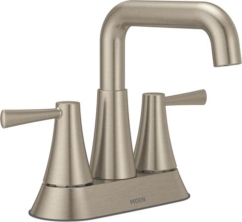Moen Ronan Bronzed Gold Two-Handle Widespread Modern Double Bend Bathroom Faucet, Valve Included, 84026BZG in Saudi Arabia