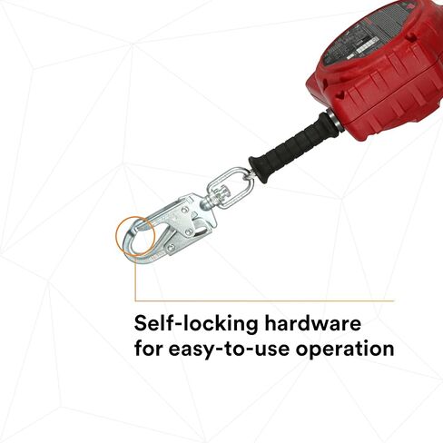 3M معدات الحماية الشخصية Protecta Rebel ، 3590500 تراجع شريان الحياة ذاتيًا ، كابل مجلفن 33 قدمًا ، السكن الحراري ، Carabiner ، سعة 420 رطل ، أحمر in Kuwait