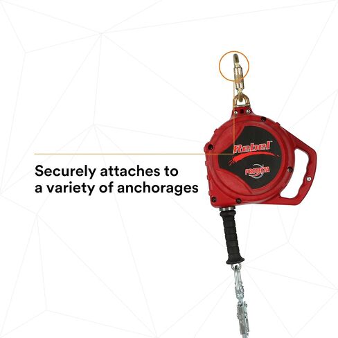 3M معدات الحماية الشخصية Protecta Rebel ، 3590500 تراجع شريان الحياة ذاتيًا ، كابل مجلفن 33 قدمًا ، السكن الحراري ، Carabiner ، سعة 420 رطل ، أحمر in Kuwait