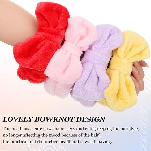 Jexine 24 PCS Facial Spa Makeup Makeup Beadbands Bulk Bow Hair Band Fluffy Spa Beadband for Women Whole Washing Downsing (اللون البسيط) in Kuwait