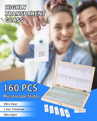 شريحة مجهر 160-PCS مع العينات ، شرائح زجاجية مسبقة الصنع مع العينات ، شرائح المجهر التعليمي وأغطية للعلماء الشباب ، مثالي لصف علم الأحياء والتجارب in Kuwait