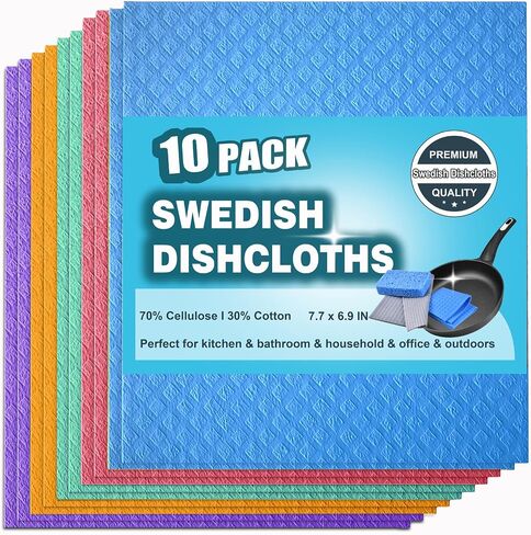 12 Packs Swedish Dishcloths for Kitchen, Reusable Paper Towels Compostable Swedish Dish Clothes for Kitchen and Household Use in Saudi Arabia