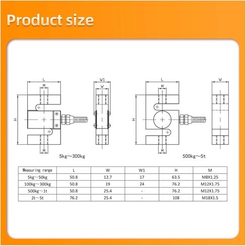 S-Type Load Cell Sensor with Indicator Display Tension and Compression Force Weight Pressure 5KG 10KG 20KG 30KG 50KG 100KG(300KG and Indicator) in Kuwait