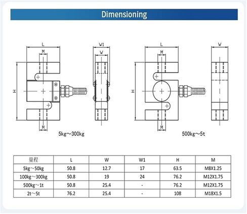 S-Type Load Cell Sensor with Indicator Display Tension and Compression Force Weight Pressure 5KG 10KG 20KG 30KG 50KG 100KG(300KG and Indicator) in Kuwait