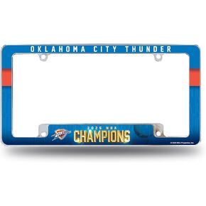 Rico Industries NBA Basketball Oklahoma City Thunder 2025 NBA Champions 12 "× 6" Chrome في جميع أنحاء إطار لوحة ترخيص السيارات للسيارة/شاحنة/سيارات الدفع الرباعي in Kuwait