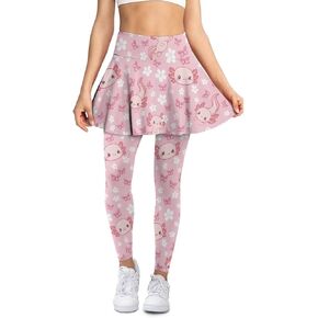 Tennis Skirted Legging for Women Tummy Control Yoga High Waist Leggings with Skirts Golf Skorts with Pockets in Saudi Arabia