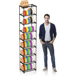 3D Printer Filament Storage Rack, 9-Tier Modular Metal Spool Holder, Holds 54×1kg Spools, Customizable 4 Tiers & 5 Tiers Filament Rack, Tool-Free Assembly for Home, Office Workshop, Studio in Saudi Arabia