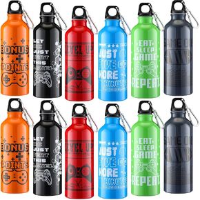 12 PCS 17oz Gaming Bottle Bottle Sports معزول مع عزل زجاجات مع خطاف مضحك يقتبس من الألومنيوم ألومنيوم لاعب القهوة المثلج لقهوة سفر لصالح حفلات فيديو عيد ميلاد (Multicolor) in Kuwait