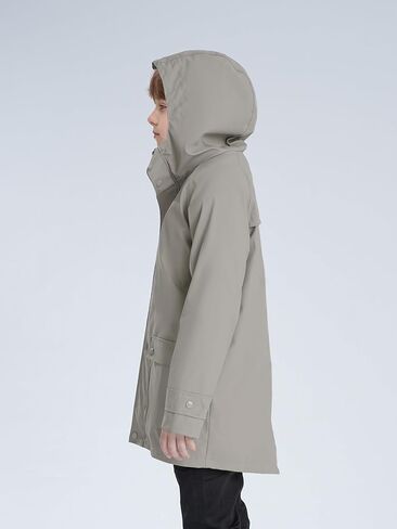 maoo garden Girls Boys Rain Jacket Lightweight Waterproof Raincoat Hooded Lined Long Windbreaker in Kuwait