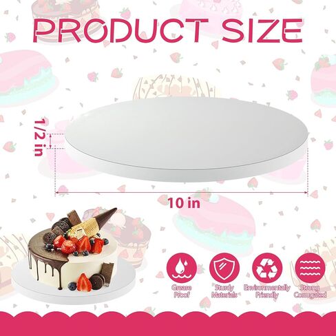 HKACSTHI Cake Boards 12 Inch Round 1/2 Inch Thick White Cardboard Cake Drums Base para Pastel (White, 12 Inch) in Kuwait