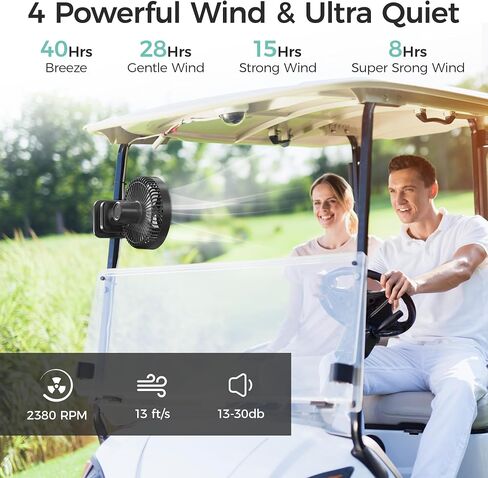 7-Inch Clip On Fan,10000mAh Rechargeable Battery Operated Desk Fan,Auto Oscillation Stroller Fan,Max 40Hrs Cooling,4 Speeds Table Fan with Sturdy Clamp for Golf Cart Office Treadmill Travel Outdoor in Saudi Arabia
