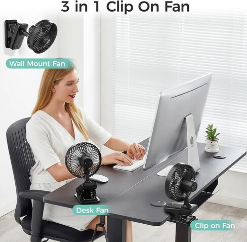 7-Inch Clip On Fan,10000mAh Rechargeable Battery Operated Desk Fan,Auto Oscillation Stroller Fan,Max 40Hrs Cooling,4 Speeds Table Fan with Sturdy Clamp for Golf Cart Office Treadmill Travel Outdoor in Saudi Arabia
