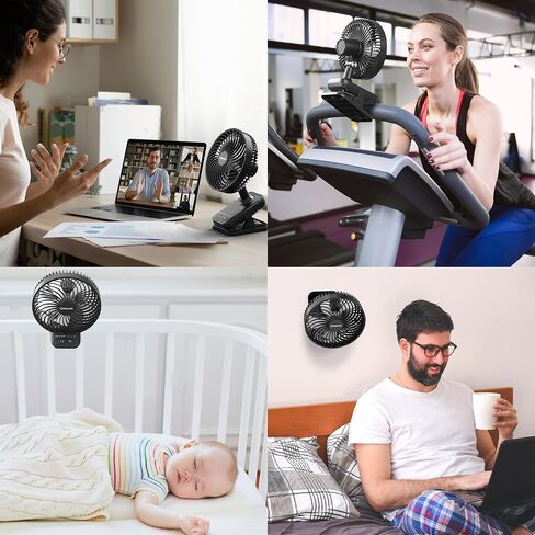7-Inch Clip On Fan,10000mAh Rechargeable Battery Operated Desk Fan,Auto Oscillation Stroller Fan,Max 40Hrs Cooling,4 Speeds Table Fan with Sturdy Clamp for Golf Cart Office Treadmill Travel Outdoor in Saudi Arabia