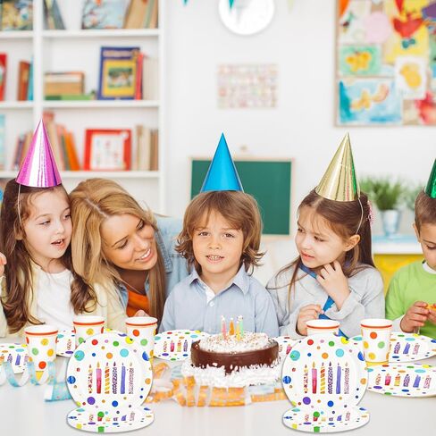 72PCS Happy Birthday Paper Plates and Napkins Decorations, 7inch Colorful Dots Cake Dessert Plates with Forks Disposable Dinnerware Tableware Set for Birthday Party Supplies (Colorful Dot) in Kuwait